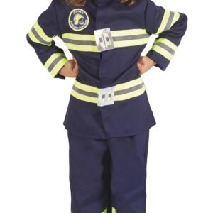 P’TIT CLOWN - Costume Pompier Enfant - Déguisement Parfait pour Carnaval, Fêtes Costumées et Évènements à Thème - Confortable et Réaliste - Polyester (Bleu, 5-6 ans)