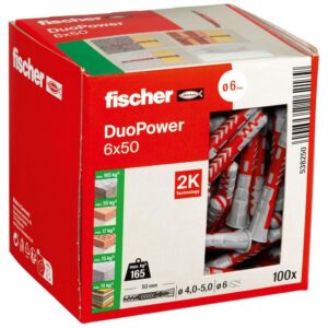 FISCHER DUOPOWER — Cheville bi-matière 6x50, boîte de 100