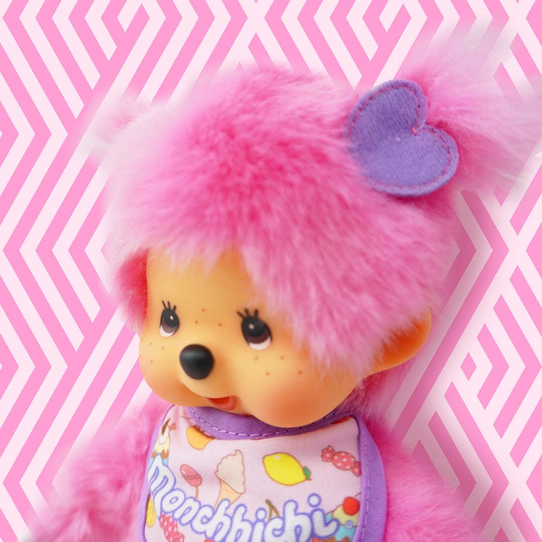 BANDAI Monchhichi Frozen Fruits — Peluche rose 20 cm – Image 4