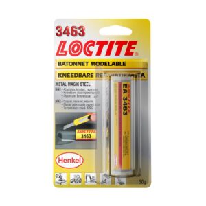 LOCTITE EA 3463 - Pâte à réparer voiture Métal 50 g - Pâte epoxy bicomposante avec particules de métal pour coller et réparer les métaux