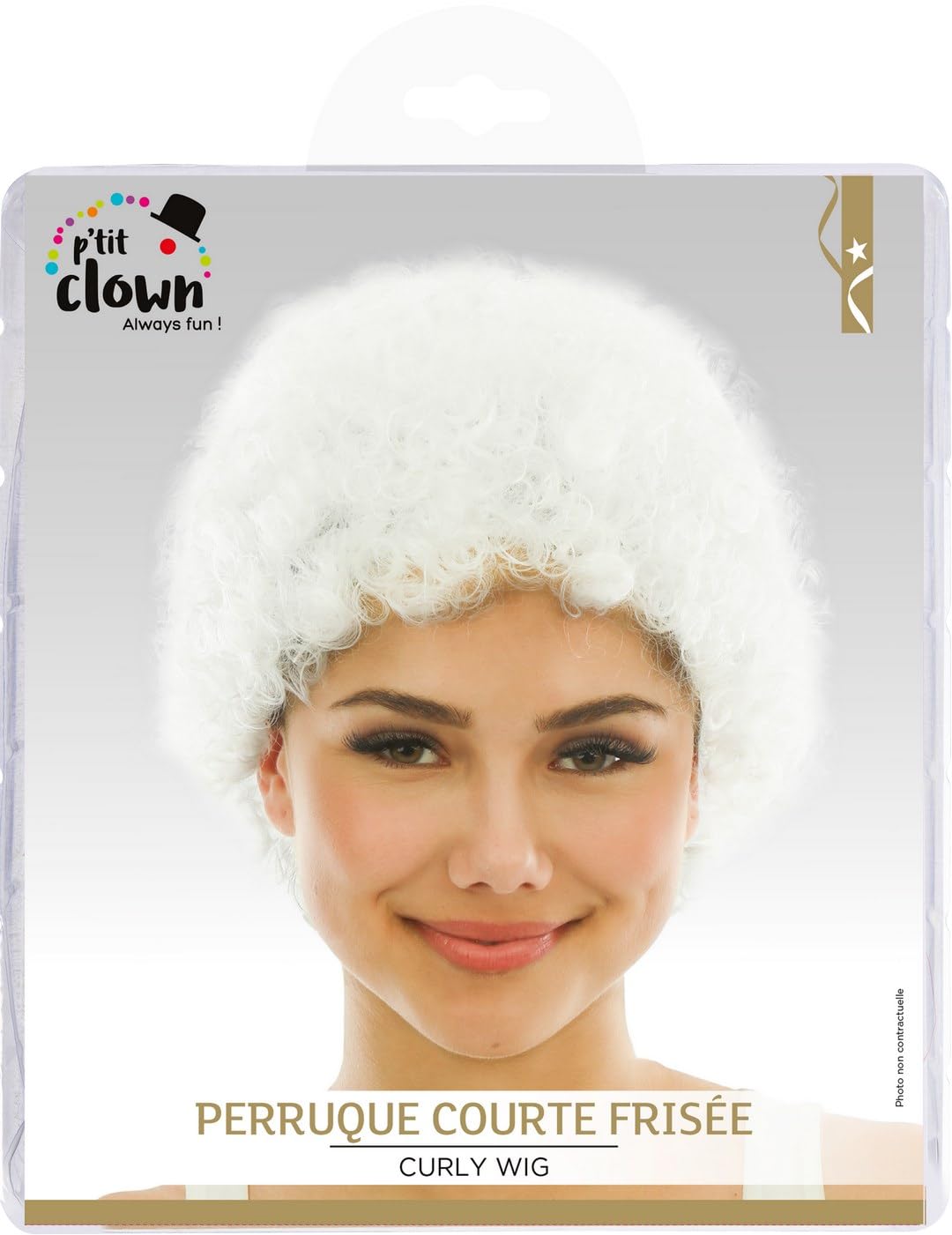 P'TIT CLOWN — Perruque courte frisée blanche – Image 4