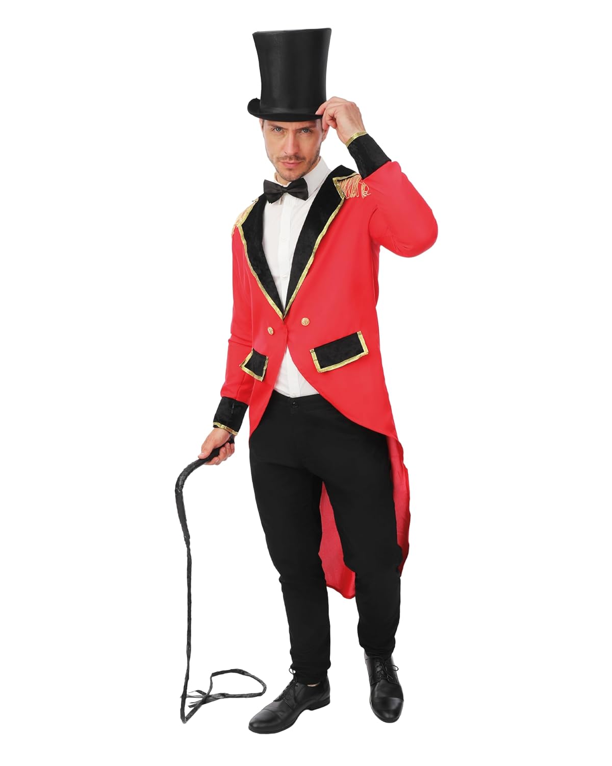 P'TIT CLOWN - Costume Mme Loyal, Mr Loyal Adulte - Déguisement Cirque - Tenue Carnaval, Halloween, Cosplay, Fête Costumée, Évènement à Thème - Rouge, Noir (Mr Loyal, L-XL)