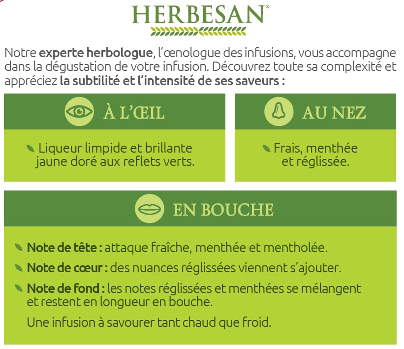 HERBESAN — Infusion bio menthe poivrée française 20 sachets – Image 3