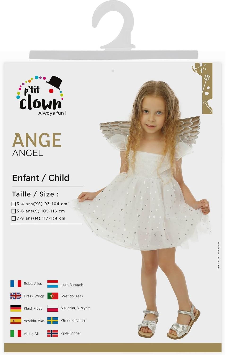 P'TIT CLOWN — Déguisement Ange Fille blanc argent 3-4 ans – Image 4