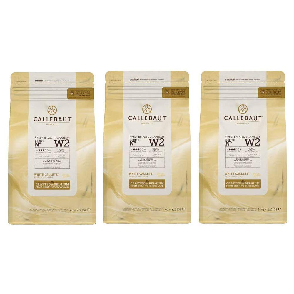 Callebaut W2 pépites de Chocolat Blanc (callets) Lot de 3 x 1kg