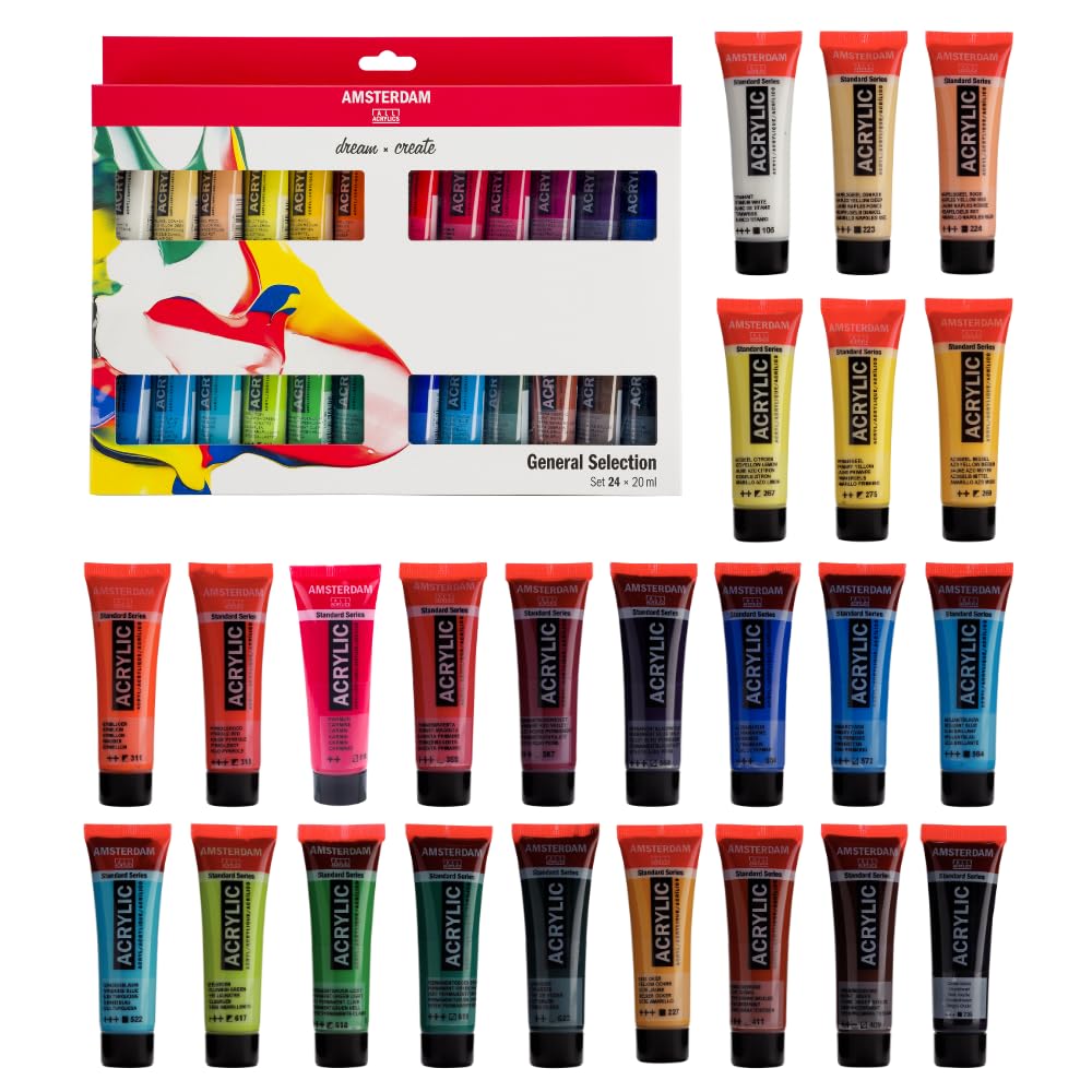 Amsterdam Standard Series Set de Peinture Acrylique pour Débutants | Set de Mélange (24 x 20 ml) | Sélection de Couleurs de Base