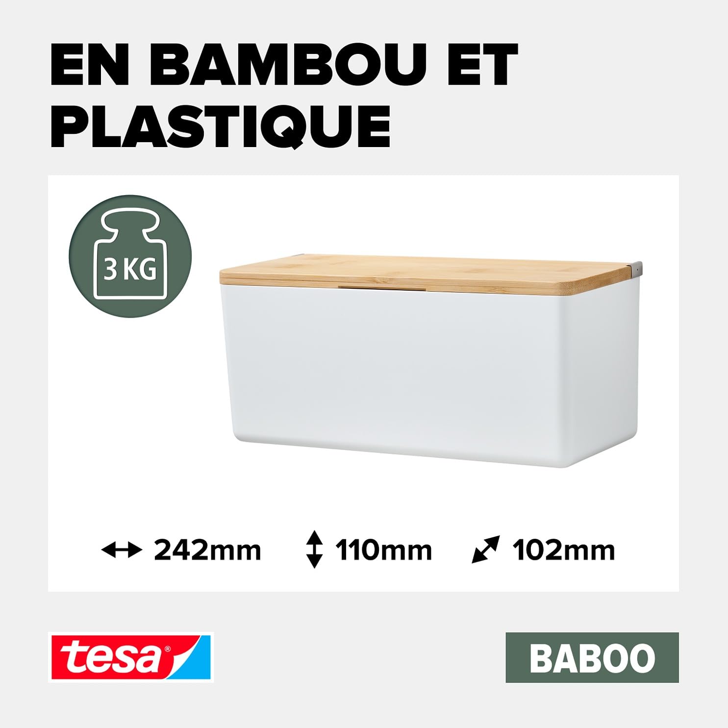 TESA Baboo — Boîte de salle de bains M avec couvercle bambou – Image 2