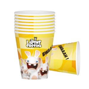 P’TIT CLOWN - Accessoires Décoration d’Anniversaire Enfant - Lapins Crétins™ - Licence Officielle - Assiettes, Gobelets, Serviettes, Confettis, Sachets, Cartes d’Invitation (Gobelet x8)