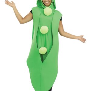 P'TIT CLOWN - 23968 - Costume Petits-Pois Adulte - Unisexe - Déguisement Fruit et Légume - Pour Carnaval, Halloween, Cosplay, Fêtes Costumées et Évènements à Thème - Polyester - Taille Unique - Vert