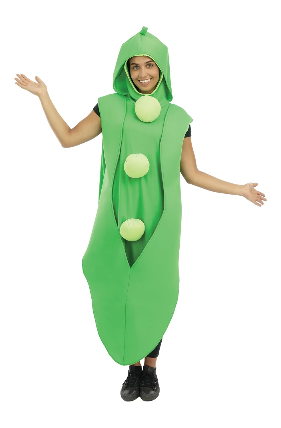 P'TIT CLOWN - 23968 - Costume Petits-Pois Adulte - Unisexe - Déguisement Fruit et Légume - Pour Carnaval, Halloween, Cosplay, Fêtes Costumées et Évènements à Thème - Polyester - Taille Unique - Vert