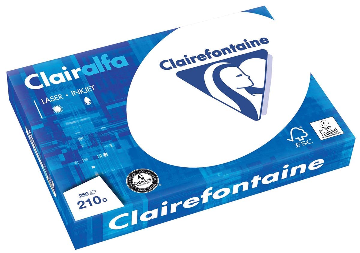 CLAIRALFA Ramette 250 Feuilles Papier 210g A3 420x297 mm Certifié PEFC Blanc