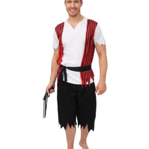 P'TIT CLOWN - Déguisement Pirate Adulte - Parfait pour Carnaval, Fêtes à Thèmes, Soirées Costumées, Halloween, Cosplay, Manga - Multicolore (Homme, L-XL)