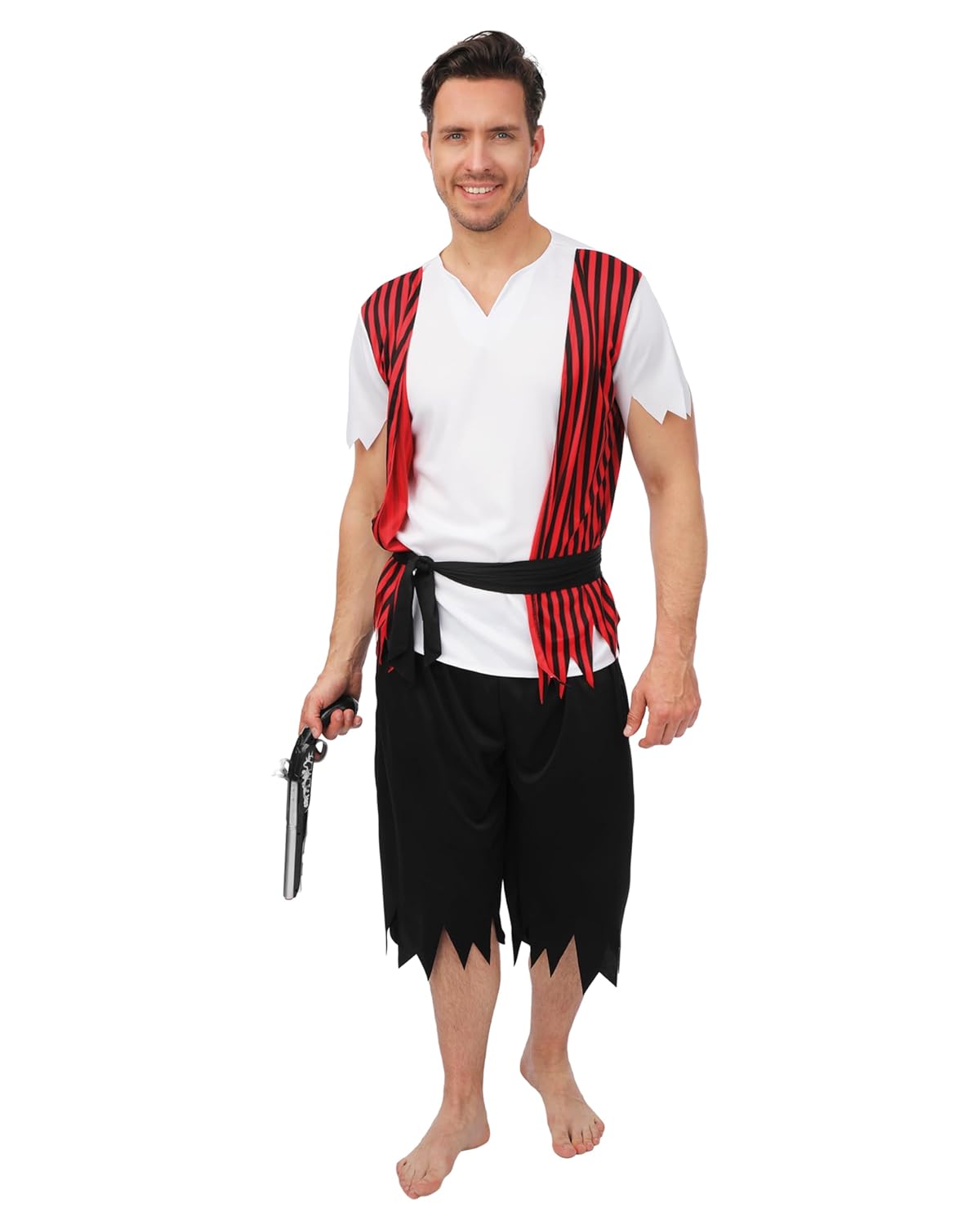 P'TIT CLOWN - Déguisement Pirate Adulte - Parfait pour Carnaval, Fêtes à Thèmes, Soirées Costumées, Halloween, Cosplay, Manga - Multicolore (Homme, L-XL)