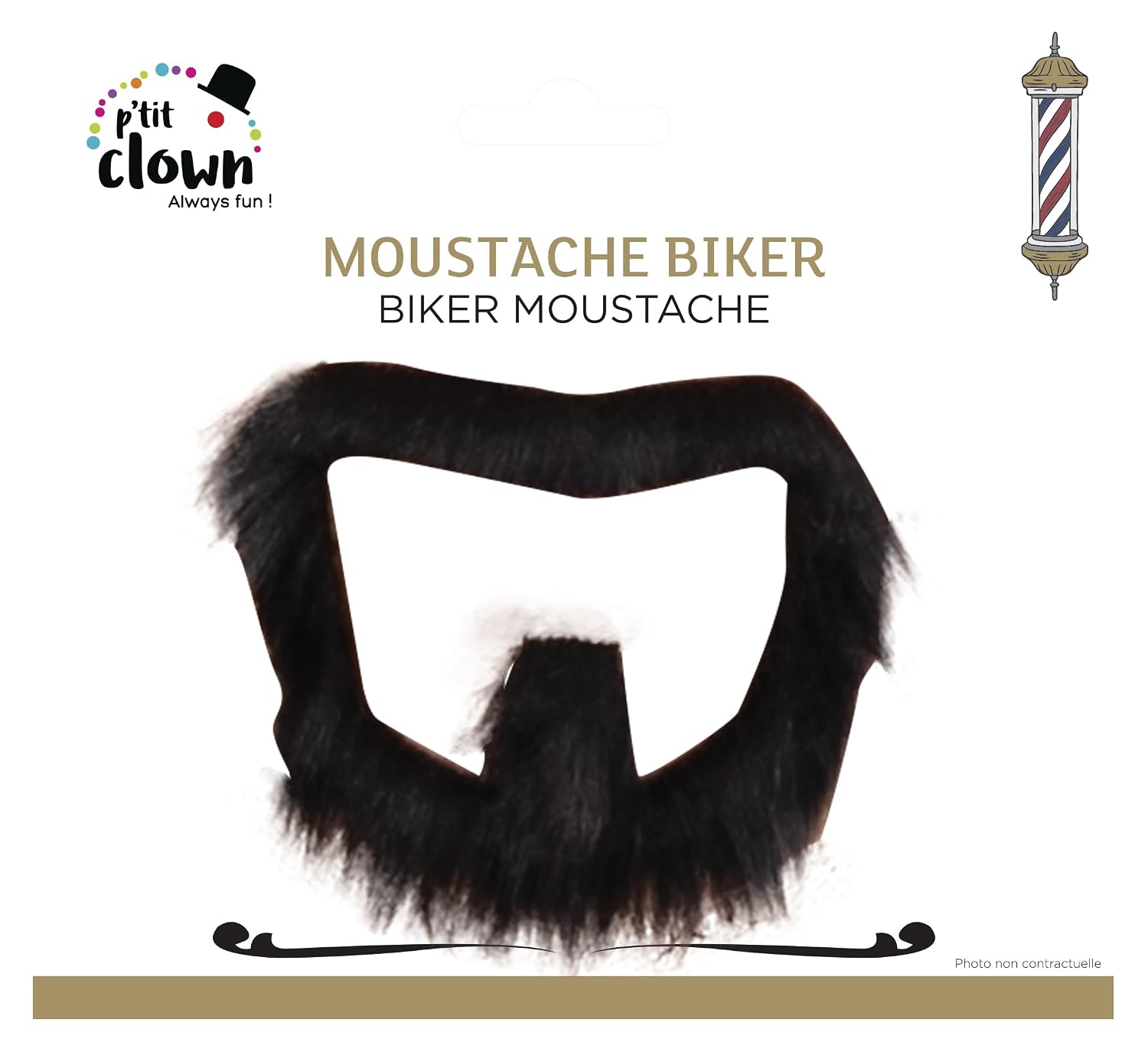 P’TIT CLOWN — Moustache de Déguisement Biker Noire – Image 2