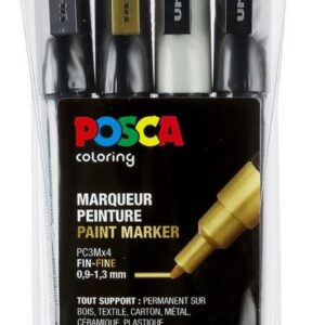 POSCA Set 4 MARQUEURS PC3M Pochette GSW