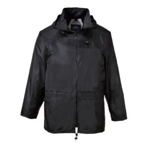 Portwest S440 Veste de pluie imperméable pour homme, légère et durable à capuche avec protection contre les intempéries, noir, taille 5XL