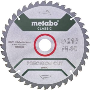 METABO 628652000 - Hoja de sierra Precision Cut Classic 216x30 mm dientes 40 WZ 5°neg/B