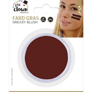 P'TIT CLOWN - 91019 - Fard Gras Marron - 10 g - Ø 6,5 cm - Pallete de Maquillage Déguisement Adulte - Make-up - Peinture Visage - Lavable - Non Toxique - Carnaval, Halloween, Anniversaire, Cosplay