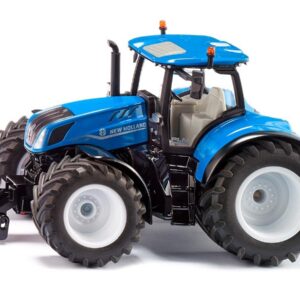 siku 3291, Tracteur New Holland T7,315 HD, Tracteur jouet, 1:32, métal/plastique, bleu, avec poids frontal, capot ouvrable, avec attelage de remorque