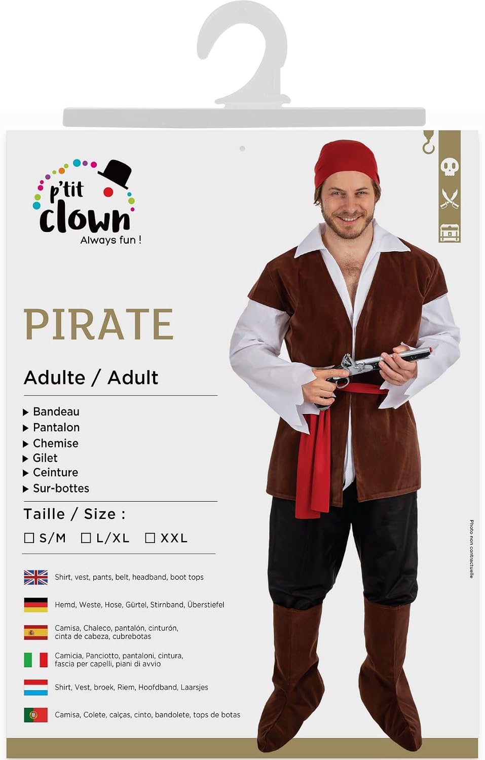 P’TIT CLOWN — Costume Pirate Homme Taille S/M – Image 4