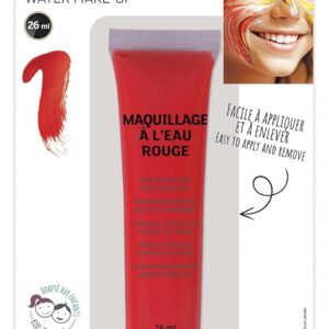 P'TIT CLOWN - 81783 - Fard à l'Eau avec Pinceau - Rouge - Maquillage Déguisement - Make-up - Adulte - Peinture Visage - Non Toxique - Halloween, Carnaval, Anniversaire, Cosplay, Kermesse, Festif