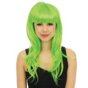 P'tit Clown - 23973 - Perruque Longue Raide à Frange - Long Fringed Wig - pour Carnaval, Fêtes à Thèmes, Soirées Costumées, Cosplay, Manga, Halloween - Adulte Femme - Cheveux Synthétiques - Vert