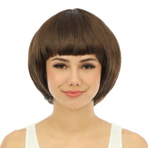 P'TIT CLOWN - 60600 - Perruque Cabaret - Bob Wig - Accessoire de Déguisement - Parfait pour Carnaval, Fêtes à Thèmes, Soirées Costumées, Manga, Cosplay, Halloween - Cheveux Synthétiques - Brun