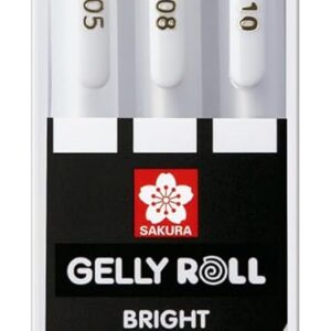 SAKURA Gelly Roll Basic Blanc Stylo Encre Gel Set of 3, Tailles variées | Stylos opaques pour la décoration, le lettering et le DIY