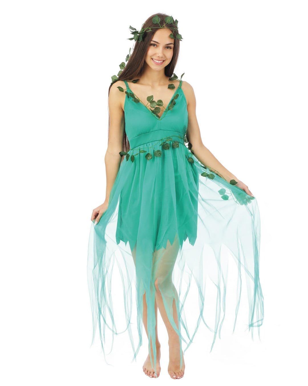 P'TIT CLOWN - Déguisement Fée des Bois Adulte - Costume Féerique Femme - Tenue Carnaval, Halloween, Cosplay, Fête Costumée, Évènement à Thème - Vert