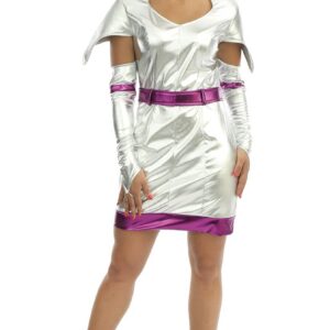 P'TIT CLOWN - Costume Futuriste Adulte - Space Costume - Déguisement Espace - Tenue Carnaval, Cosplay, Halloween, Fêtes Costumées et Évènements à Thème - Argent (Femme, S-M)