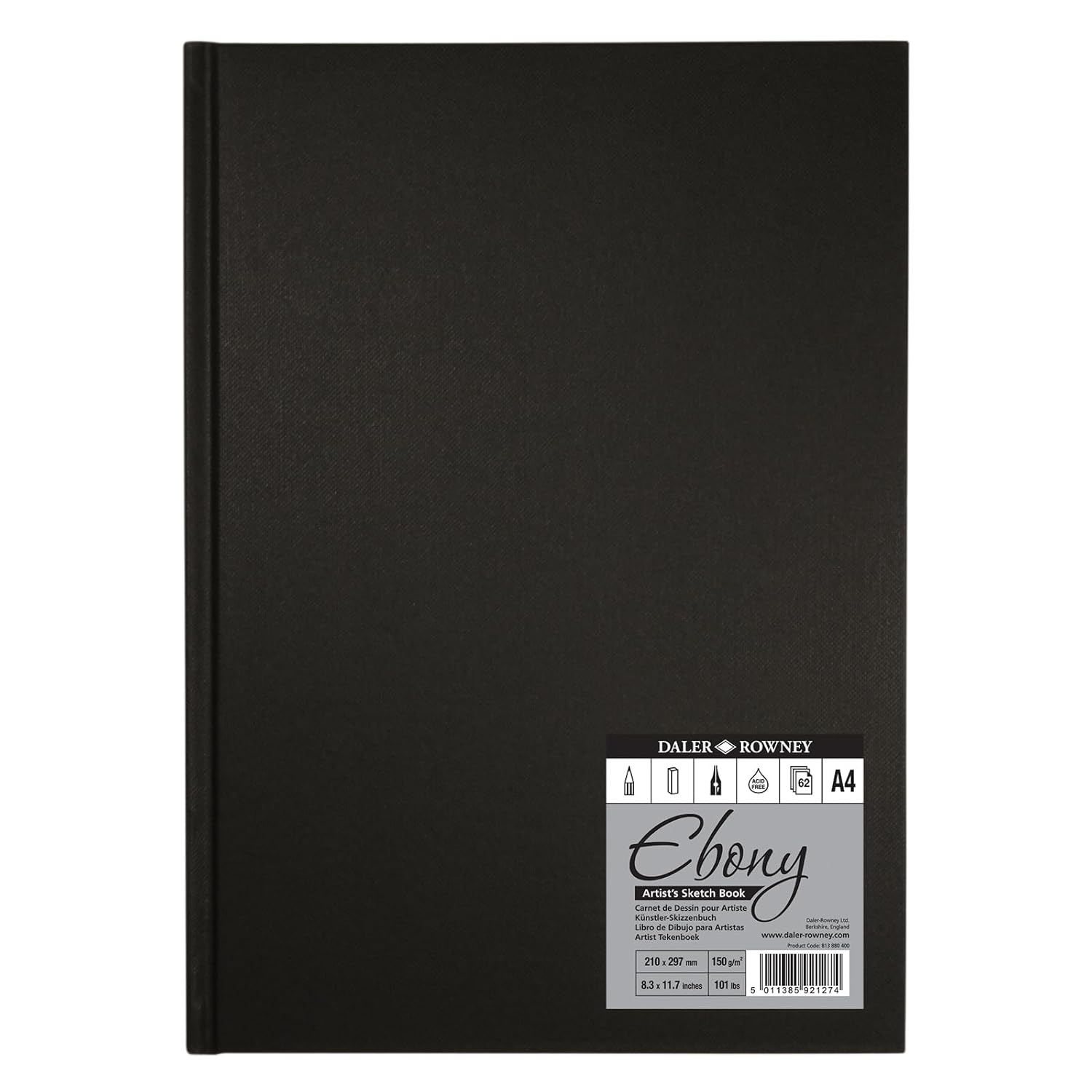Daler Rowney Ebony - Carnet de croquis couverture rigide 54 feuilles A4 - 150g/m²