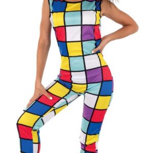 P'TIT CLOWN - 22676 - Déguisement Combinaison Fluo Adulte - Parfait pour Carnaval, Fêtes Costumées et Évènements à Thème - Facile à Enfiler et Original - Polyester - Multicolore - Taille L/XL