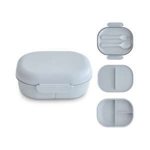 Mushie Boîte à repas Lunchbox enfant maped picnik | Séparateur et compartiments avec couvercles verrouillables | Avec fourchette et cuillère à couverts (Cloud)