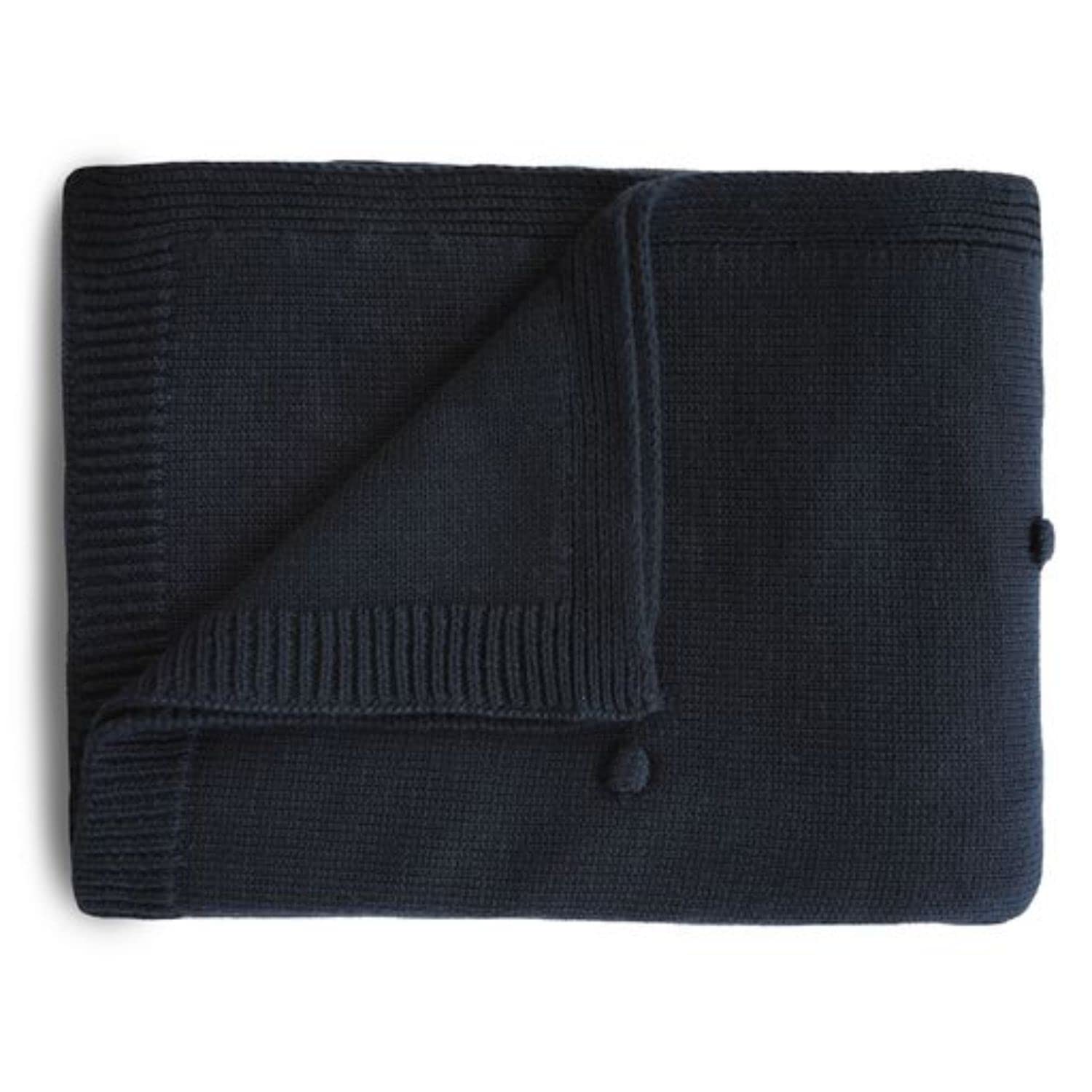 Mushie Couverture Tricotée pour Bébé et Enfant | 80 X 100 Cm | Coton Biologique | Polyvalent et Parfait pour Tous Les Temps | Matériel Durable & de Haute Qualité | Dark Navy