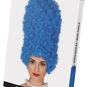 FIESTAS GUIRCA | Perruque Boucles Bleue (40 cm) - Accessoire de Costume pour Fêtes à Thème et Cosplay de Jeux Vidéo - Idéal pour Femme Adulte à Halloween et Carnaval - Bleu