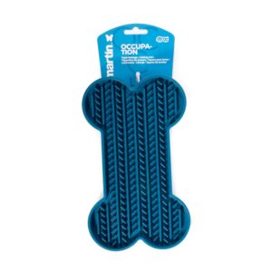 Tapis de léchage en Silicone pour Chien - Forme os - Accessoire apaisant & divertissant, Digestion améliorée, hygiène bucco-Dentaire, ventouses antidérapantes, 22 x 13 cm, 4 Coloris (Bleu)