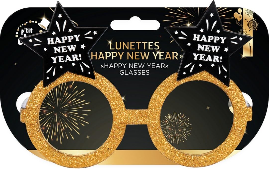 P’TIT CLOWN — Lunettes Happy New Year Or et Noir – Image 2