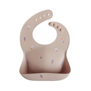 mushie Bavoir Bébé en Silicone | Bavoirs Imperméables Réglables | Bavoirs Faciles à Essuyer | 4 Tailles Réglables Avec Poches Avant Profondes | 100% Sans BPA et Phtalate | Rocket
