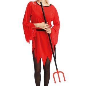 P'TIT CLOWN - Costume Diable - Diablesse Rouge - Déguisement Adulte Parfait pour Halloween, Fêtes Costumées et Évènements à Thème (Diablesse, L-XL)