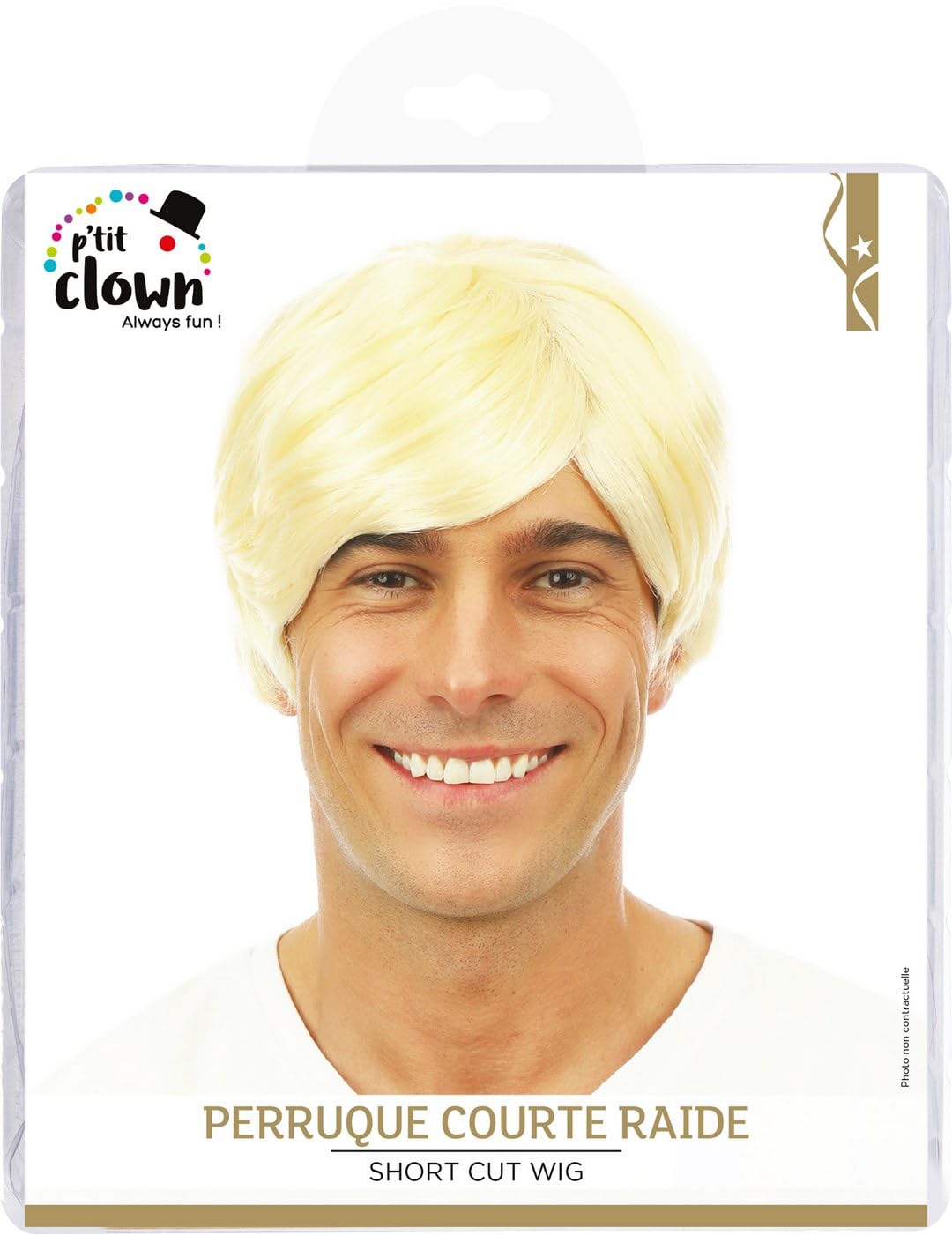 P'TIT CLOWN — Perruque courte adulte blond – Image 3