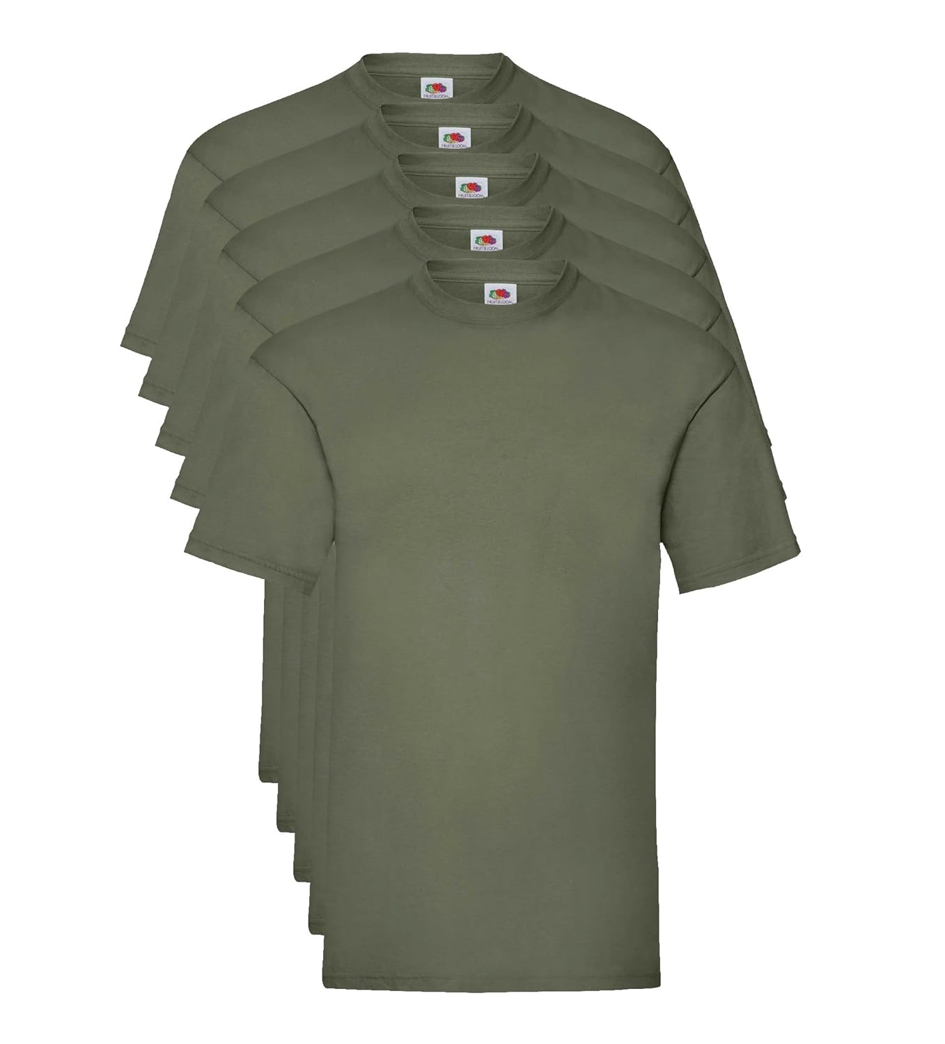 Fruit of the Loom Valueweight 5 Pack, T-Shirt Homme, Vert (Classic Olive 59), Medium