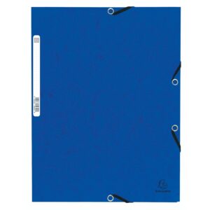 Exacompta - Réf. 55302E - Paquet de 10 chemises à élastiques - pochettes 3 rabats - en carte lustrée 355 g/m2 - dimensions 24 x 32 cm pour documents au format A4 - couleur bleu