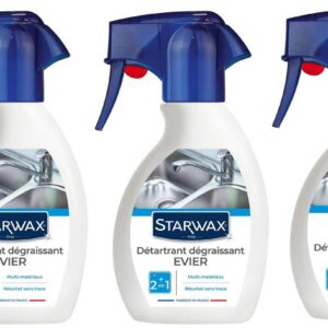 STARWAX Détartrant Dégraissant pour Évier - 3x 250ml - Idéal pour Éliminer le Tartre et la Graisse dans les Éviers