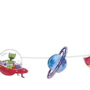 P'tit Clown CAM ET LEON - Accessoires Décoration d’Anniversaire Enfant - Thème Super Héros - Assiettes, Gobelets, Serviettes, Confettis, Sachets, Cartes d’Invitation (Guirlande - 3,6 m)