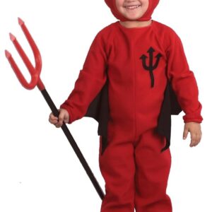 P'TIT CLOWN - 24197 - Déguisement Diable Enfant - Combinaison, Bonnet - Costume Halloween, Carnaval, Cosplay, Fête Costumée, Spectacle - Polyester - Rouge - 5/6 Ans
