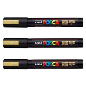 Posca Lot de 3 marqueurs PC-5M Uni-Ball (gamme complète de 35 couleurs disponibles)