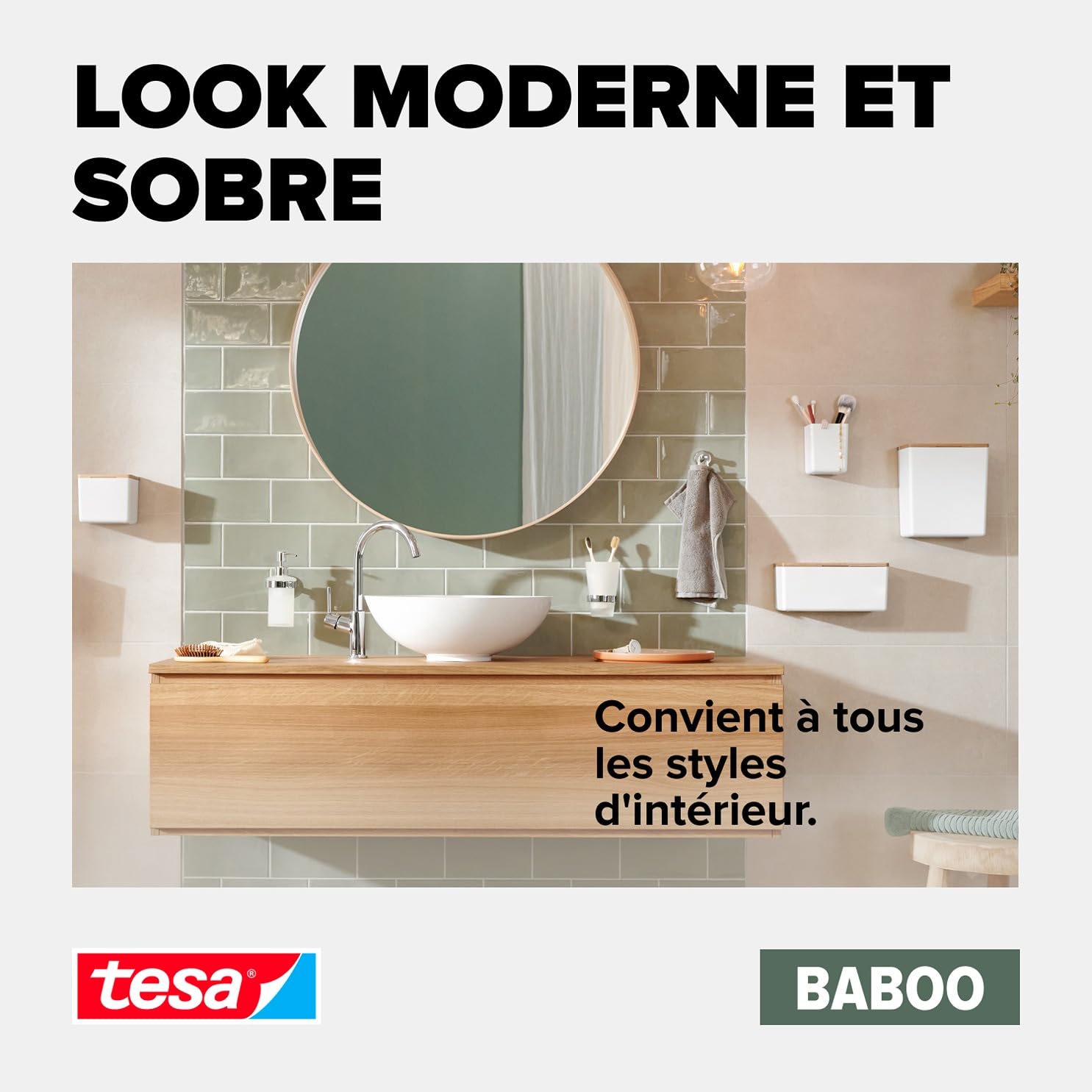 TESA Baboo — Boîte de salle de bains M avec couvercle bambou – Image 5