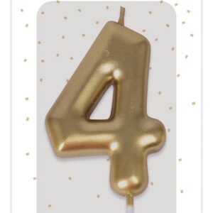 P'TIT CLOWN - Bougie Anniversaire Numérotée - Parfaite pour Décoration Gâteau - Fête Enfant, Adulte, Birthday Party (Or, 4)