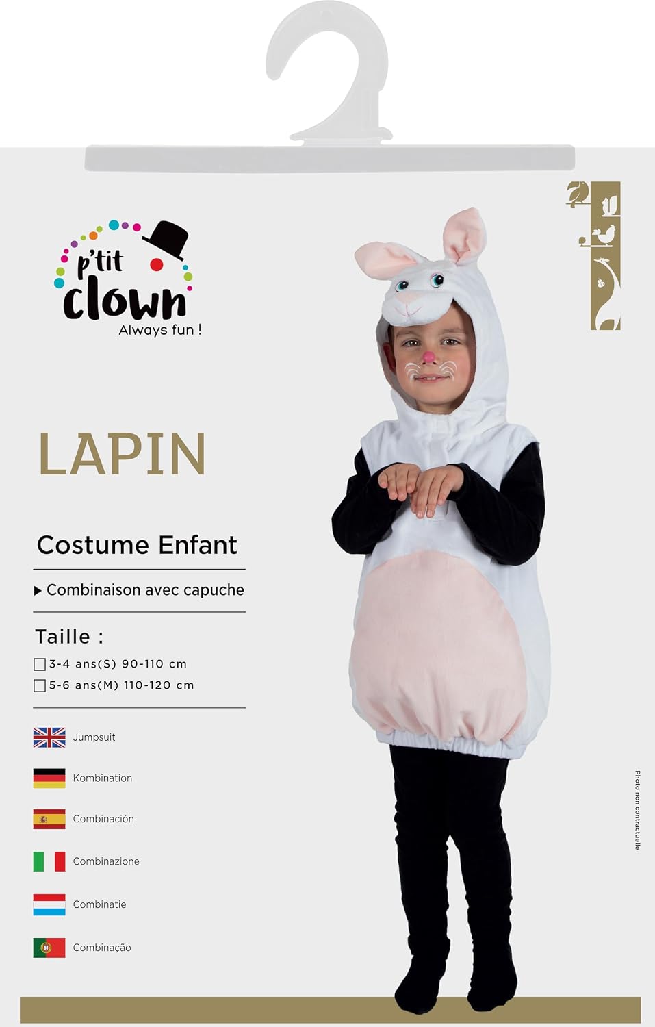 P'TIT CLOWN — Déguisement Animal Enfant Lapin 5-6 ans – Image 3