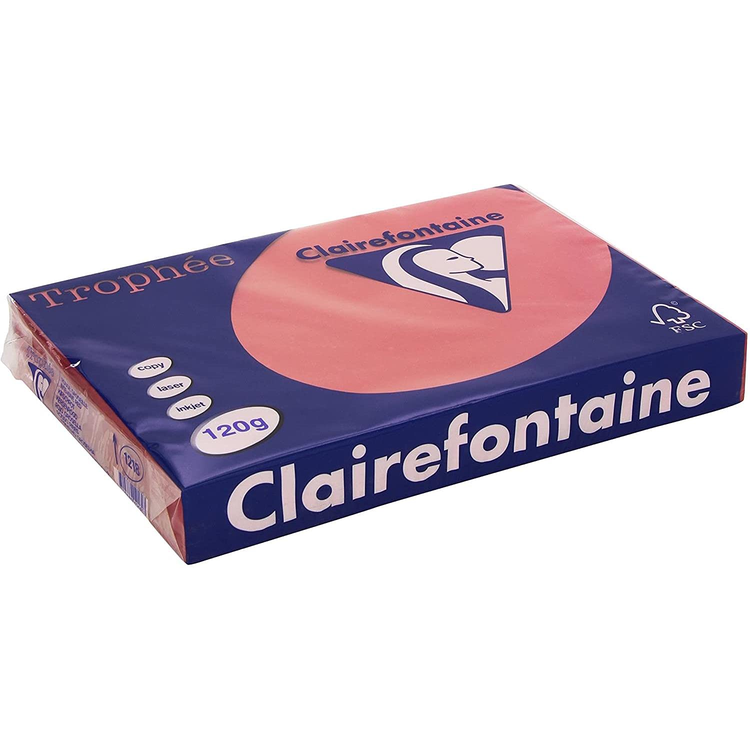 Clairefontaine 1218C Ramette de 250 feuilles de papier pour imprimante et photocopieuse Trophée Format A4 (21 x 29,7 cm) 120 g Rouge cerise intense